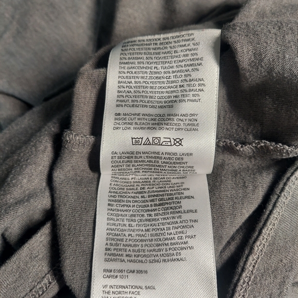 The North Face Men's Small Heather Grey Long Sleeve Graphic Hit Logo Tee EUC - Picture 7 of 10